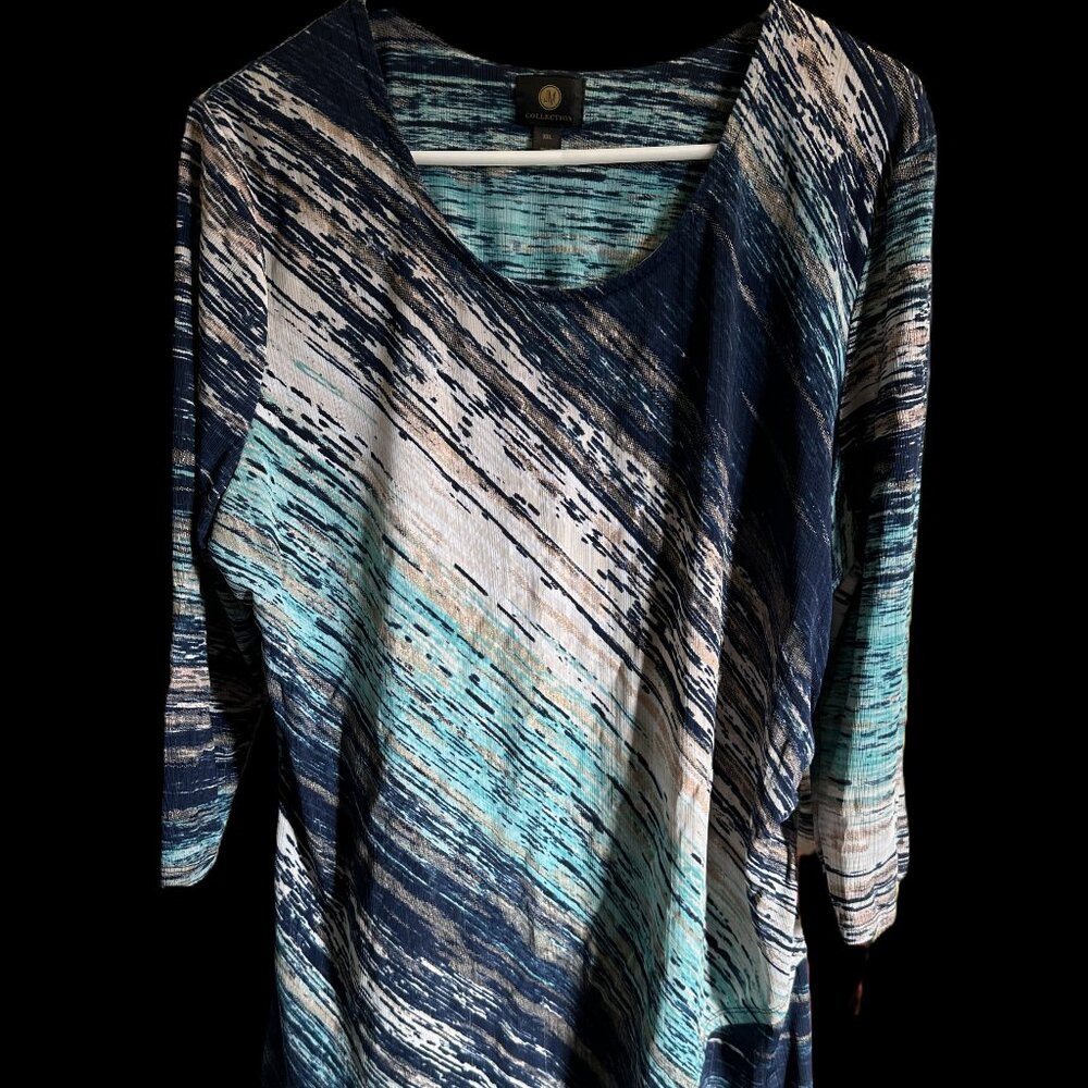 ✨ JM Collection Metallic Layered Top – Teal & Navy ✨
